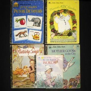 VTG Little Golden Books Lot of 5, Children's Songs, Words, Stories & ABC's 80's